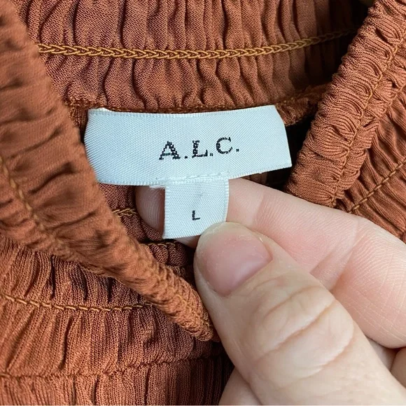 A.L.C. Dana Smocked Top in Deep Amber - Picture 8 of 11